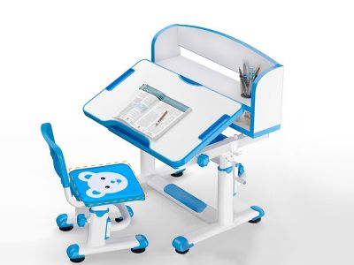Комплект парта и стульчик Mealux BD-10 c голубой кромкой, белой столешницей