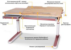 Детская парта Mealux Premium Oxford Wood Lite